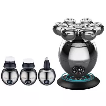 Электрическая бритва 7D для лысых мужчин - Бритвы современного дизайна - Электрический мужской набор для ухода за волосами - Высококачественная беспроводная и перезаряжаемая защита от защемления 5in1