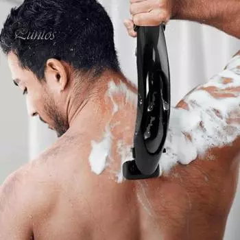 Электрическая бритва для спины с эргономичной ручкой IPX7 водонепроницаемый мужской триммер для волос на теле с зарядкой от USB ручной инструмент для удаления волос чёрный