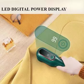 Электрическая бритва для удаления катышков, перезаряжаемая бритва для удаления катышков, 6 лезвий, 2 скорости, светодиодный дисплей зелёный