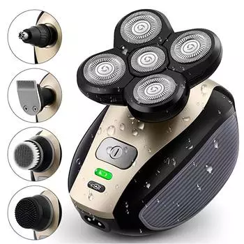 Электрическая бритва для волос Ultimate Мужская беспроводная перезаряжаемая водостойкая бритва для лысины с вращающимися лезвиями, триммер для носа чёрный