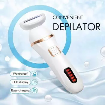 Электрическая бритва для женщин, безболезненная женская бритва с сеткой, влажная и сухая женская бритва, беспроводной триммер с лезвиями 3 в 1 White