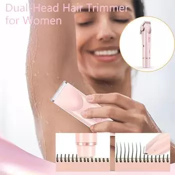 Электрическая бритва для зоны бикини для женщин – триммеры для волос с двумя головками для женщин, водонепроницаемое устройство для удаления волос на ногах и подмышках, для влажного и сухого использования, съемные головки One Size