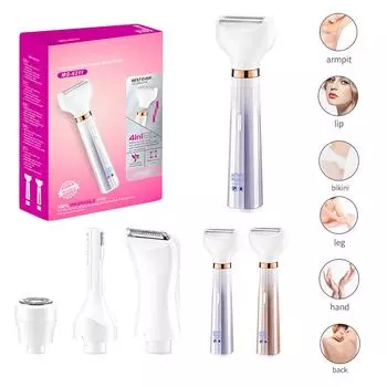 Электрическая бритва для зоны бикини для женщин – 4 в 1 триммеры для волос с двумя головками для женщин, водонепроницаемое устройство для удаления волос на ногах и подмышках, для влажного и сухого использования One Size