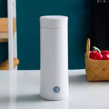 Электрическая чашка для воды на 400 мл, умная чашка для кипячения, электрическая чашка, многофункциональная чашка для здоровья, портативный электрический чайник для кипячения EU белый