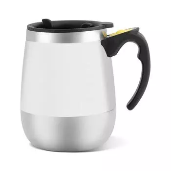 Электрическая чашка из нержавеющей стали с функцией самосмешивания, магнитная кружка для помешивания кофе, белая белый