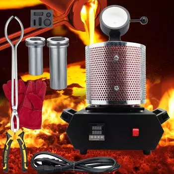 Электрическая цифровая плавильная печь 3 кг, 1400 Вт, с тиглями по 1 кг и 3 кг для плавления лома серебра, золота, меди