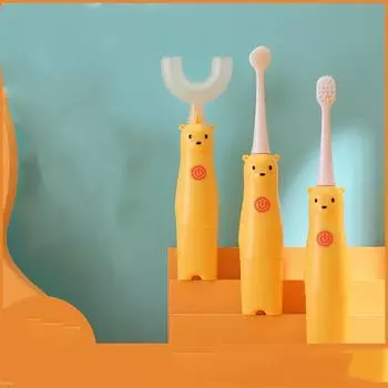 Электрическая детская зубная щетка для маленьких детей, новая мультяшная мягкая щетина для чистки и отбеливания полости рта, ультразвуковая автоматическая зубная щетка
