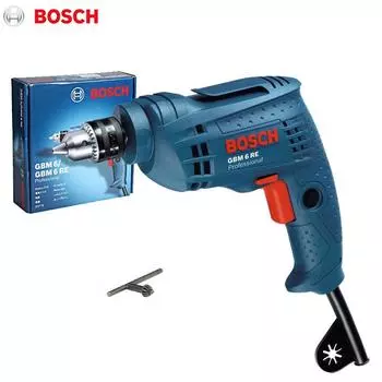Электрическая дрель Bosch GBM 6 RE, профессиональная роторная дрель, 350 Вт, 220 В, 4000 об/мин, бесступенчатая скорость, отвертка, дрель, силовая машина синий