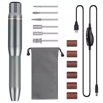 Электрическая дрель для ногтей, 20000 об/мин, фреза, аппарат для маникюра, инструменты для дизайна ногтей, гель-лак, шлифовка ногтей, педикюрные пилочки usb серебряный