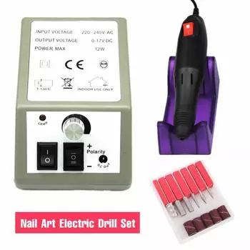Электрическая дрель для ногтей 20000 об / мин Профессиональное маникюрное оборудование для ногтей Маникюрный педикюрный набор EU Plug серый