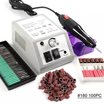 Электрическая дрель для ногтей, 30 шт., сверла для ногтей и 180 100 шт., шлифовальные ленты для дизайна ногтей, маникюр для машины для снятия гель-лака, пилочки для педикюра, инструменты