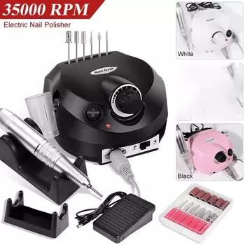 Электрическая дрель для ногтей, 35000 об/мин, маникюр, педикюр, профессиональный токарный станок для ногтей, малошумные фрезы, набор пилочек для ногтей