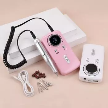 Электрическая дрель для ногтей, 45000 об/мин, перезаряжаемая маникюрная машина с ЖК-дисплеем, портативная беспроводная дрель, набор инструментов для дизайна ногтей