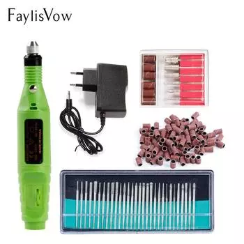 Электрическая дрель для ногтей, аппарат для маникюра, 30 шт., фрезы, набор шлифовальных лент Black EU 80