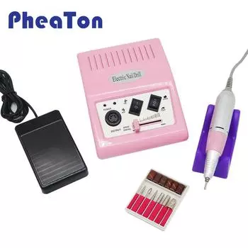 Электрическая дрель для ногтей для маникюра, 30000 об/мин, высокая скорость с набором сверл, пилка для педикюра для ногтей, салонное оборудование для дизайна ногтей US Plug белый