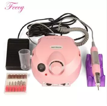 Электрическая дрель для ногтей, маникюрный набор, 30000 об/мин, фрезы для ногтей, фреза для маникюра, педикюра, шлифовальные инструменты, ленты для ногтей розовый