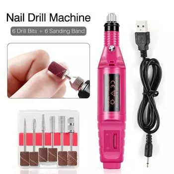 Электрическая дрель для ногтей, маникюрный набор, профессиональные фрезы для ногтей, пилочка для снятия гель-лака с ногтей