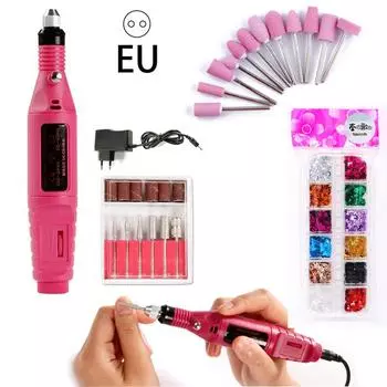 Электрическая дрель для ногтей, пилочка для ногтей, шлифовальная машинка, портативный набор маникюрных машинок чёрный