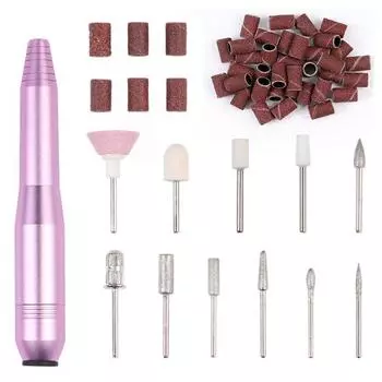 Электрическая дрель для ногтей с 11 сверлами, шлифовальными лентами, 16000 об/мин, регулируемая профессиональная пилочка для ногтей, портативное удаление акрилового геля с ногтей фиолетовый