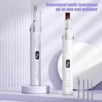 Электрическая дрель для ногтей с 5 насадками, шлифовальными лентами, цифровым дисплеем, УФ-лампой для ногтей, портативной машинкой для снятия акрилового геля и лака, маникюра и педикюра белый