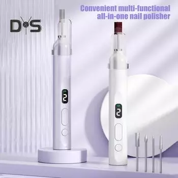 Электрическая дрель для ногтей с 5 насадками, шлифовальными лентами, цифровым дисплеем, УФ-лампой для ногтей, портативной машинкой для снятия акрилового геля и лака, маникюра и педикюра белый