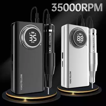 Электрическая дрель для ногтей YOKE FELLOW, 35000 об/мин, для маникюра, гель-полировщик, перезаряжаемая дрель для маникюра, ногтей 35000rpmSr-d