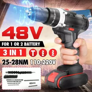 Электрическая дрель-отвертка 3 в 1, 2 скорости, 25 + 3, динамометрическая отвертка, набор электроинструментов, 88 В с 2 шт., аккумулятор 6000 мАч, аксессуары для дрелей 1*Battery