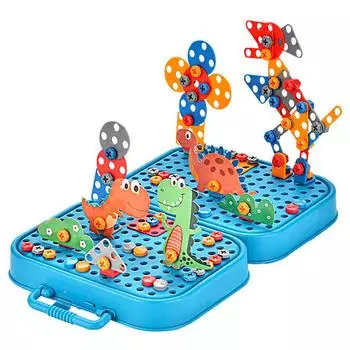 Электрическая дрель, винт, гайка, 3D игрушки-головоломки, ролевые игры, инструмент динозавра, игрушка, сборка сверла, инженерные развивающие игрушки для мальчиков