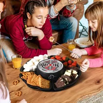 Электрическая фондюшница 2-в-1 с подогревом без пламени и 3-мя регуляторами температуры US Plug