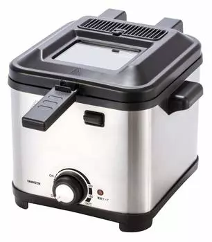 Электрическая фритюрница для дома настольная компактная с циферблатом и регулировкой температуры корзина с крышкой серебристая [Yamazen] 1,5 л YAD-F800(S)