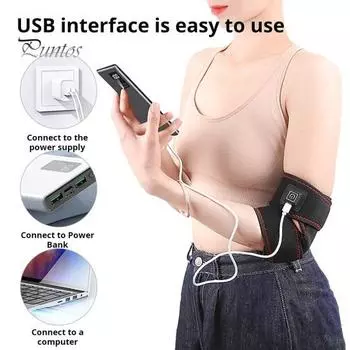 Электрическая грелка для локтя при тендините и теннисном локте, 3 уровня, согревающая повязка на руку, нагретый локтевой бандаж, рукав для лечения артрита, бурсита, боли в суставах чёрный