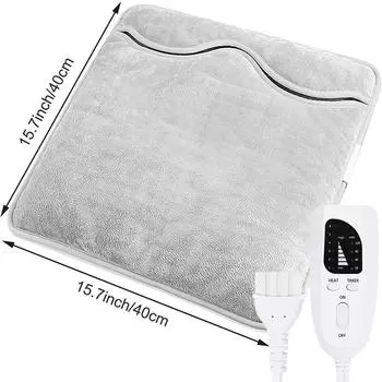 Электрическая грелка для ног 40x40 см, зимняя теплая обертка, грелка для ног, моющаяся с автоматическим выключением UK Plug серый