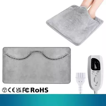 Электрическая грелка для ног с 6 настройками нагрева, быстрая грелка, защита от перегрева, машинная стирка для домашнего офиса 15.75x15.75 inch&EU серебряный серый