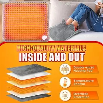 Электрическая грелка для ног, зимний моющийся нагреватель, 4-скоростной таймер, 9-скоростная регулируемая температура, нагревательная подушка для ног, мягкий домашний коврик для ног, инструмент