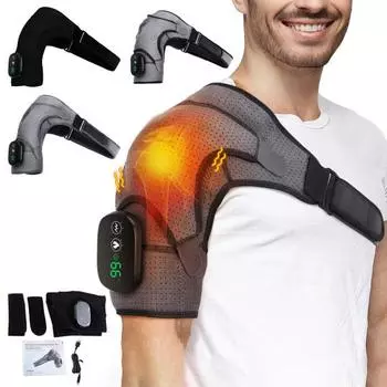 Электрическая грелка для облегчения боли в плечах, 3-в-1, грелка, 3 уровня нагрева, USB-зарядка, цифровой контроллер, сенсорный экран, грелка для плеч серый/чёрный