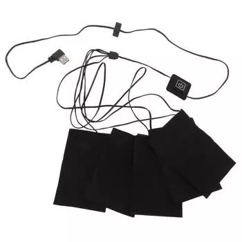 Электрическая грелка для одежды, мягкая износостойкость, гибкое композитное волокно, USB-нагревательный лист, электрический тканевый нагреватель без переключателя 1-1 чёрный