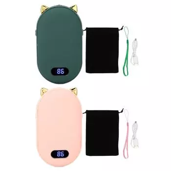 Электрическая грелка для рук USB перезаряжаемая 2 температурных режима двухсторонний обогрев многофункциональный Power B Green