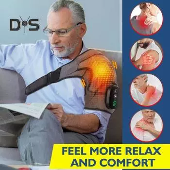 Электрическая грелка для снятия боли в плечах для мужчин и женщин, 3-в-1, грелка, 3 уровня нагрева, USB-зарядка, цифровой контроллер, сенсорный экран, плечо черный серый