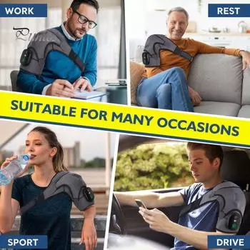 Электрическая грелка для снятия боли в плечах для мужчин и женщин, 3-в-1, грелка, 3 уровня нагрева, USB-зарядка, цифровой контроллер, сенсорный экран, плечо чёрный