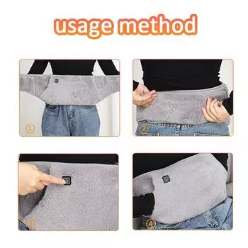 Электрическая грелка для талии с 3 скоростями, температура при менструальных болях, плюшевый теплый пояс-дворец, поясничный, брюшной, маточный, грелка для тела серый