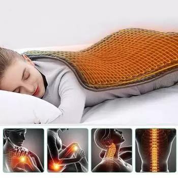 Электрическая грелка с 6 настройками температуры 4 режима таймера Защита от перегрева Автоматическое отключение Энергосберегающая термотерапевтическая подушка 60cm US Plug серебряный серый