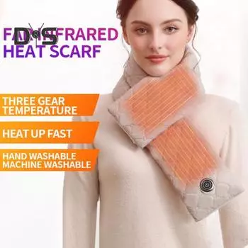 Электрическая грелка с подогревом, заряжаемая через USB, 3 режима нагрева, легкая шейная повязка, защищающая от снега, с электроподогревом чёрный