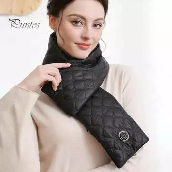 Электрическая грелка с подогревом, заряжаемая через USB, 3 режима нагрева, легкая шейная повязка, защищающая от снега, с электроподогревом чёрный