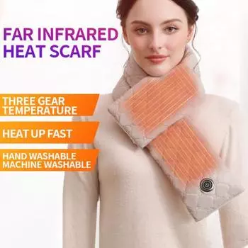 Электрическая грелка с подогревом, заряжаемая через USB, 3 режима нагрева, легкая шейная повязка, защищающая от снега, с электроподогревом чёрный