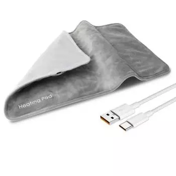 Электрическая грелка USB 5 В для снятия спазмов и боли в спине, грелка с кабелем 59 ДЮЙМОВ, мини-одеяло с подогревом, 19,6*11,8 ДЮЙМОВ, серая серый