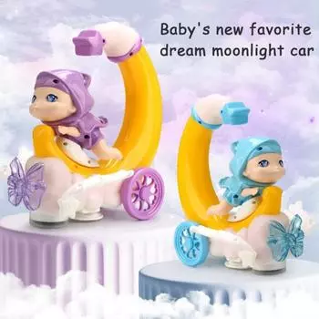 Электрическая игрушечная лунная машинка с музыкальным светом, вращение на 360 градусов, преодоление препятствий, обучающий мультяшный трюковой автомобиль для малышей, мальчиков и девочек, подарок фиолетовый