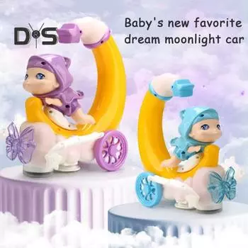 Электрическая игрушечная лунная машинка с музыкальным светом, вращение на 360 градусов, преодоление препятствий, обучающий мультяшный трюковой автомобиль для малышей, мальчиков и девочек, подарок фиолетовый