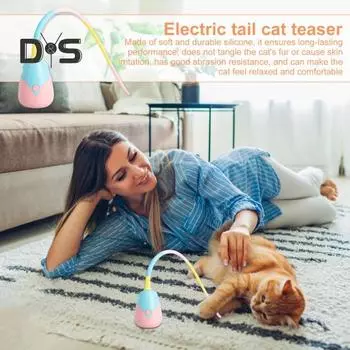 Электрическая игрушка для дразнения кошек, интерактивная игрушка-палочка для кошек, перезаряжаемая через USB, автоматическая движущаяся мышь, хвост, дразнилка для кошек, живущих в помещении серый