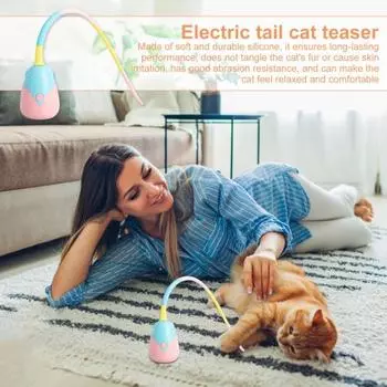 Электрическая игрушка для дразнения кошек, интерактивная игрушка-палочка для кошек, перезаряжаемая через USB, автоматическая движущаяся мышь, хвост, дразнилка для кошек, живущих в помещении серый