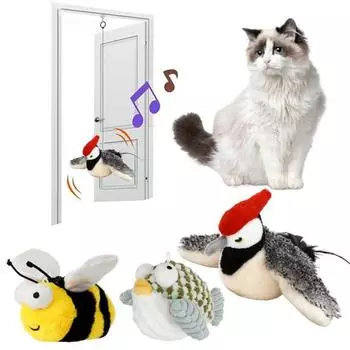 Электрическая игрушка для кошек, плюшевая стимуляция, животные с вибрацией и щебечущим звуком, прикосновение A